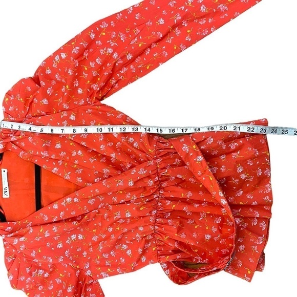 ZARA Belted Floral Wrap Style Long Sleeve Blouse - Picture 16 of 16